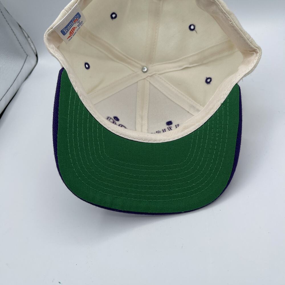 Vintage AJD Minnesota Vikings Hat Snapback Cap Purple‎ White Football NFL Nice - Picture 9 of 11